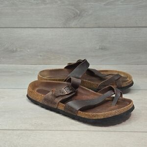 Betula By Birkenstock Women Brown Leather Sandals Loop Toe Shoes Sz 40/9